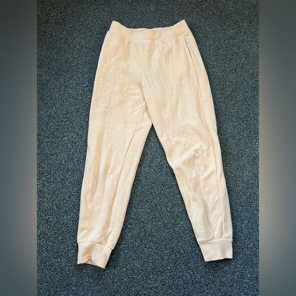FOREVER21 Pastel Yellow Sweatpants Loungewear Baggy Cotton Pants Back Pocket M - Picture 10 of 16